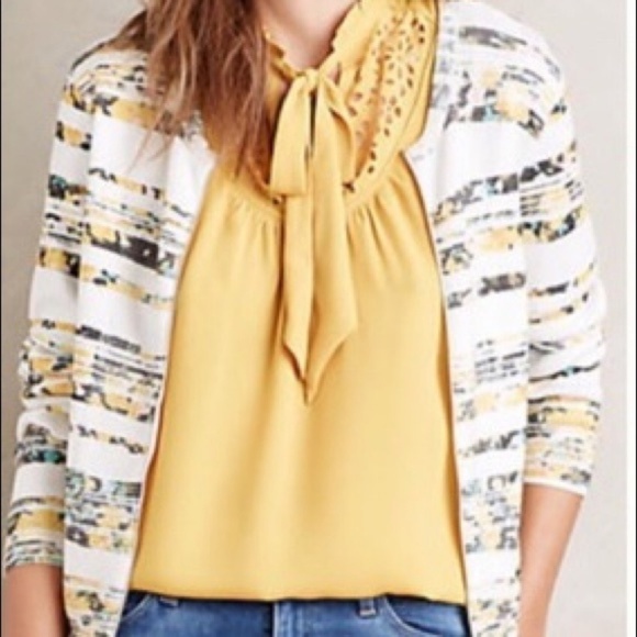 Anthropologie Sweaters - Anthro Moth Array Floral Stripe Zip Cardigan M